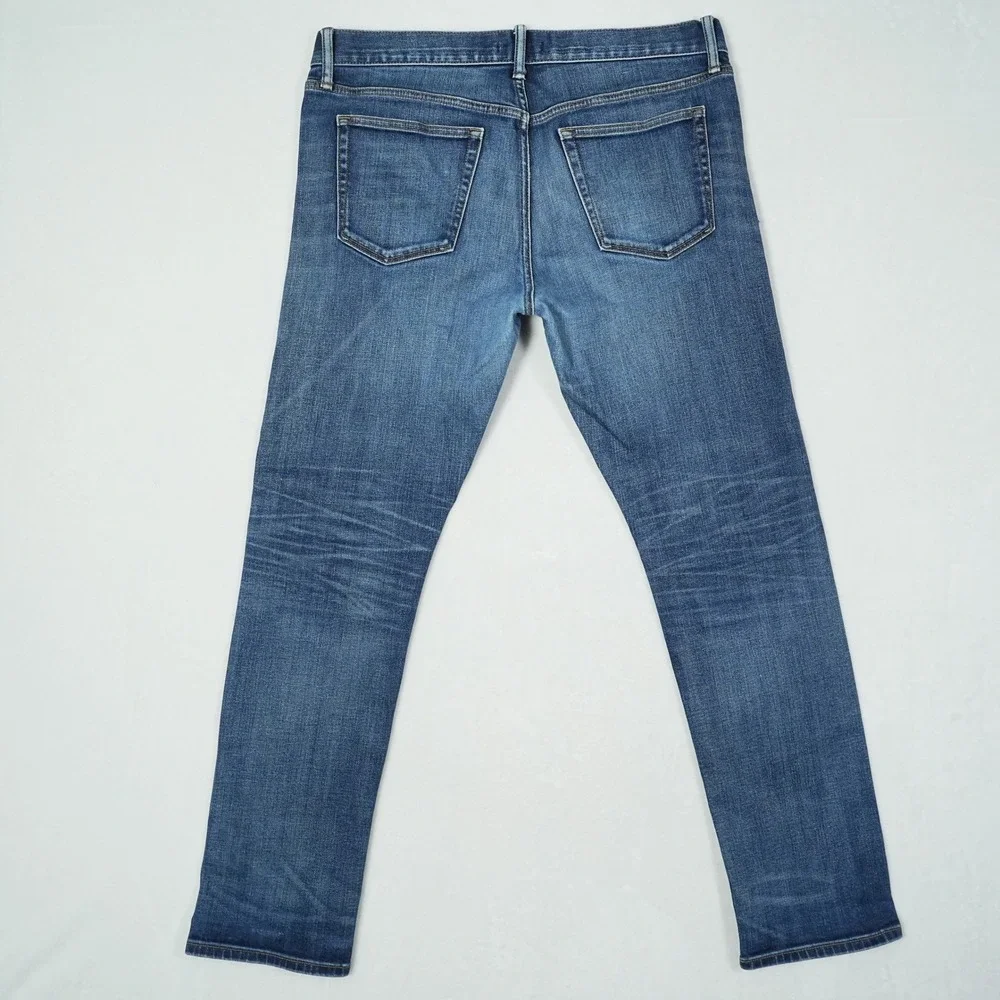 Uniqlo Slim Straight Japanese Kaihara Selvedge Jeans Mens 35x32 Blue Low Rise